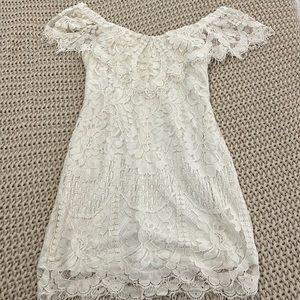 Off the Shoulder White Lace Dress